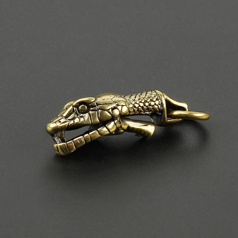 Латунь Змея брелок с головой Медь змеиная кожа Пряжка инструмент для наружных