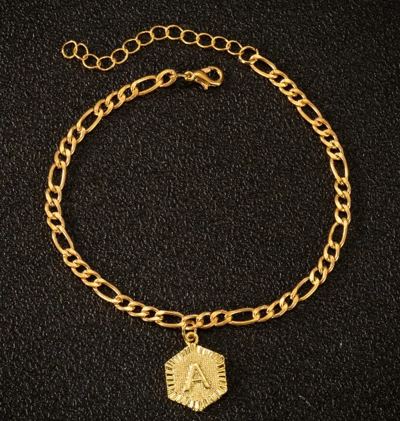 

New Initial A-Z Anklets Bracele for Women Gold Color Metal Letter Leg Chain Alphabet Anklet Foot Jewelry Gifts Wholesale