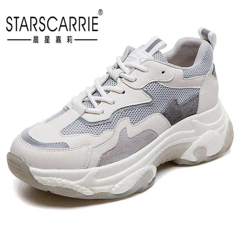 Новинка Весна 2021 стильные кожаные туфли на толстой подошве для женщин дышащая