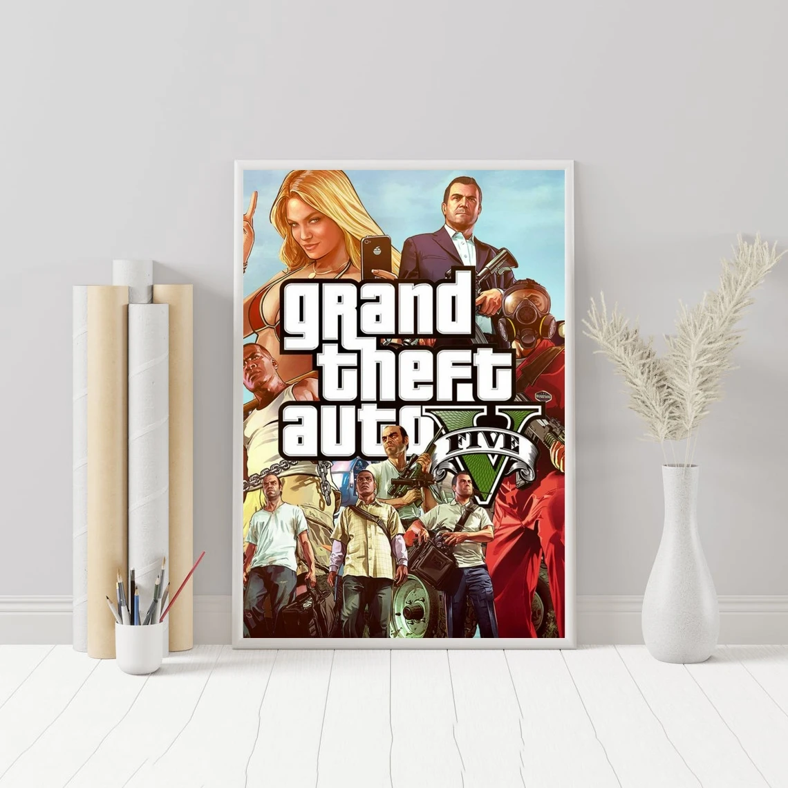 Постер Grand Theft Auto 5 для видеоигр ПК PS4 эксклюзивный холст ролевых игр
