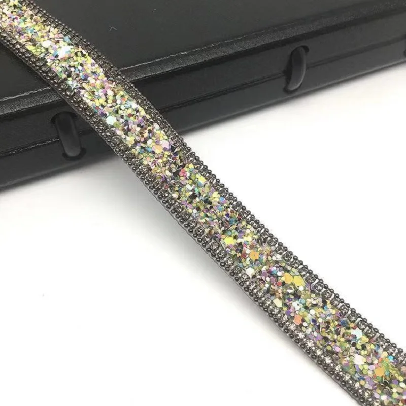 

Hotfix Rock Diamond Crystal Ribbon Trimming 1Yard/Lot 15mm Width Rhinestone Chain Applique Banding for DIY Accessories