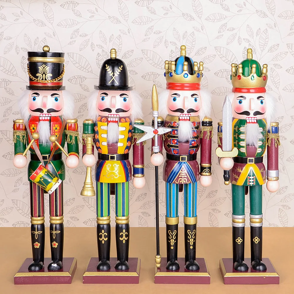 

BIEMLERFN 30cm Wooden Nutcracker Solider Figures Model Christmas Decoration Puppet Doll Toy for Merry Christmas Gift