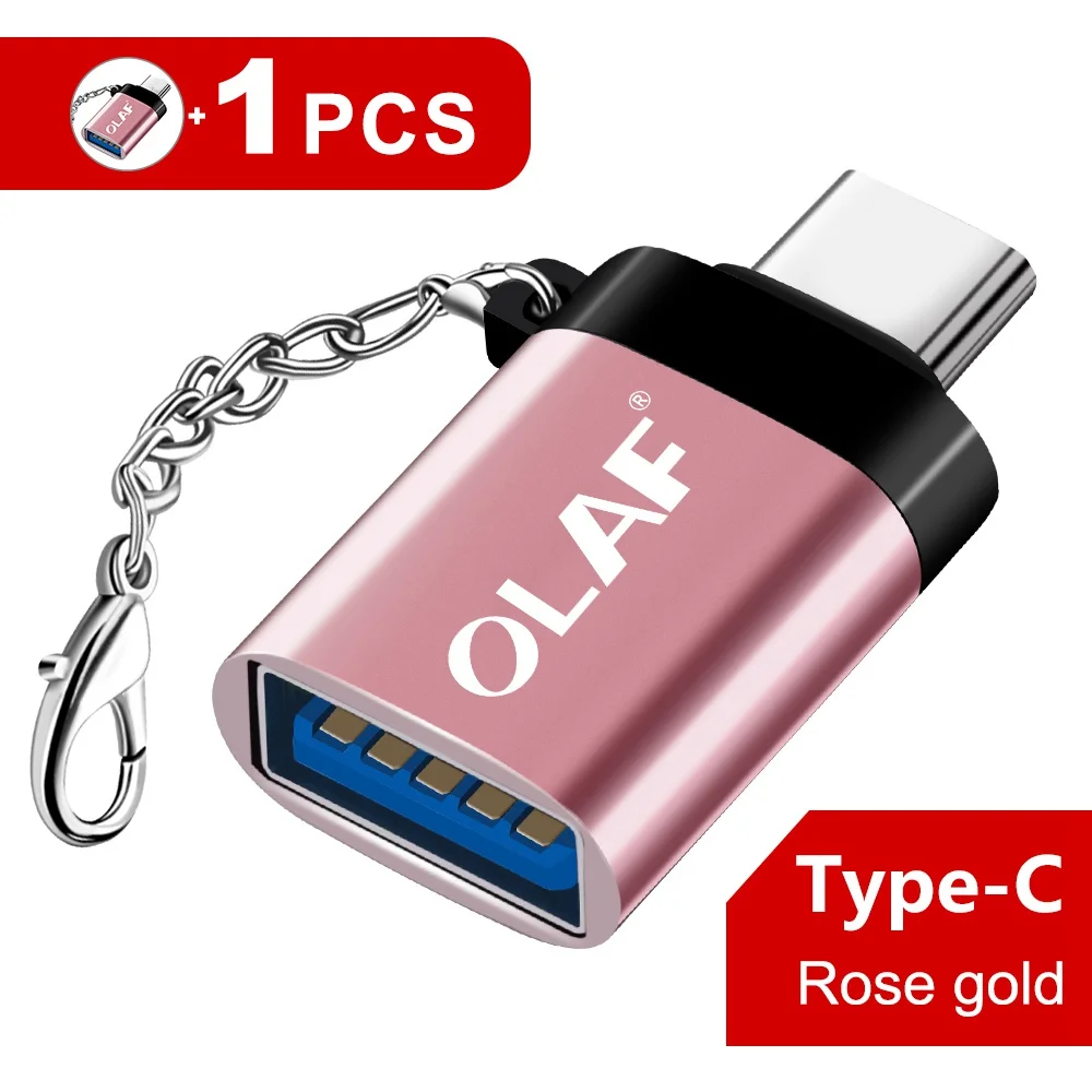 Rose Olaf usb type C OTG адаптер USB C зарядный кабель для передачи данных для Macbook samsung S10 S9 S8 huawei Xiaomi Mi9 USB для type-c OTG - Цвет: Rose