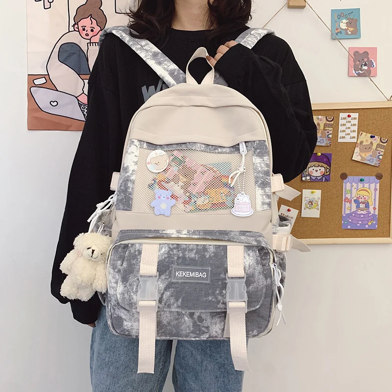 

2021 New Tie Dye Women Backpack Large Capacity High School Student College Laptop Shoulder Bag Korea Stylish Camouflage Backpack