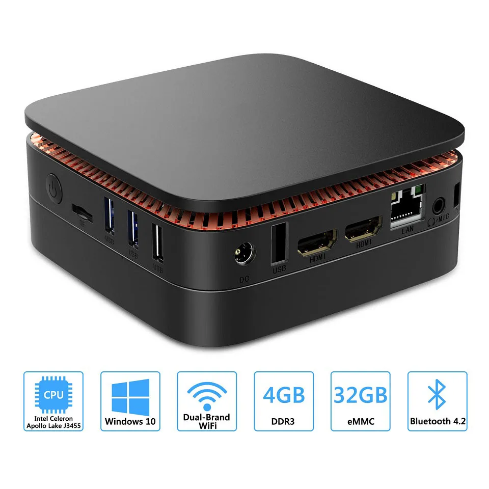Мини компьютер AK1 Windows 10 6 ГБ ОЗУ 120 SSD Intel Celeron Apollo Lake J3455 2 4 ГГц/5G Wi Fi 4K настольный