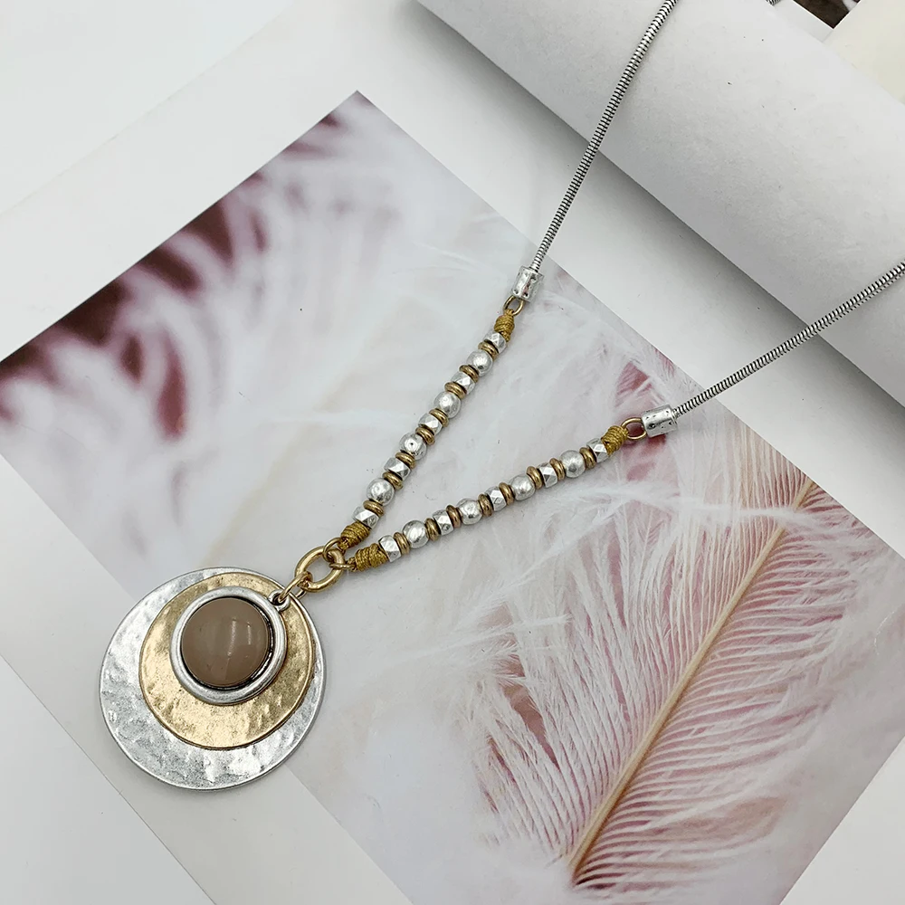 Женские винтажные металлические подвески и ожерелья длинное античное ожерелье