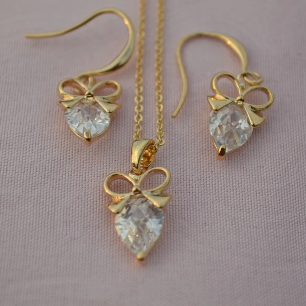 

Fashion Jewelry Set Gold Color Mouse Shape With Cubic Zircon For Girl Women Earrings And Necklace Party Gift