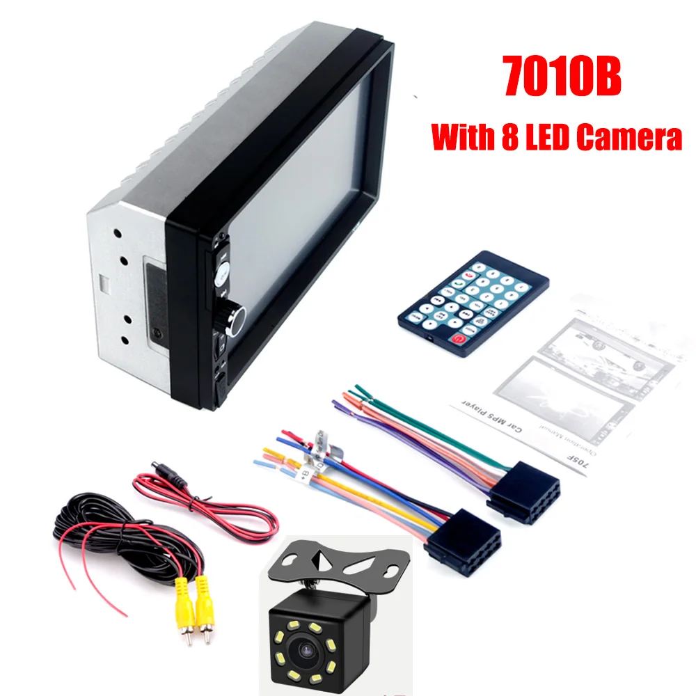 7010B 8LED Camera 7-дюймовый автомобильный MP5 плеер Авто 2din стерео, сенсорный экран Bluetooth мультимедийный видеоплеер Универсальный Авто Радио резервного копирования Камера - Цвет: 7010B 8LED Camera
