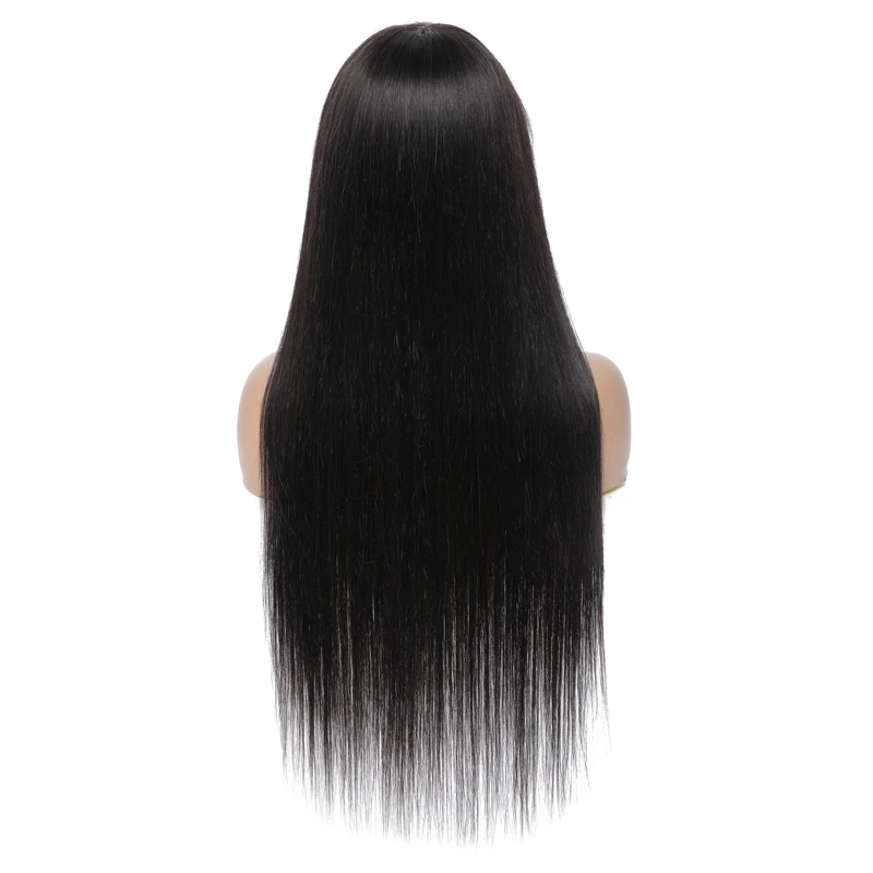 Бразильские прямые парики с челкой из человеческих волос машинного производства