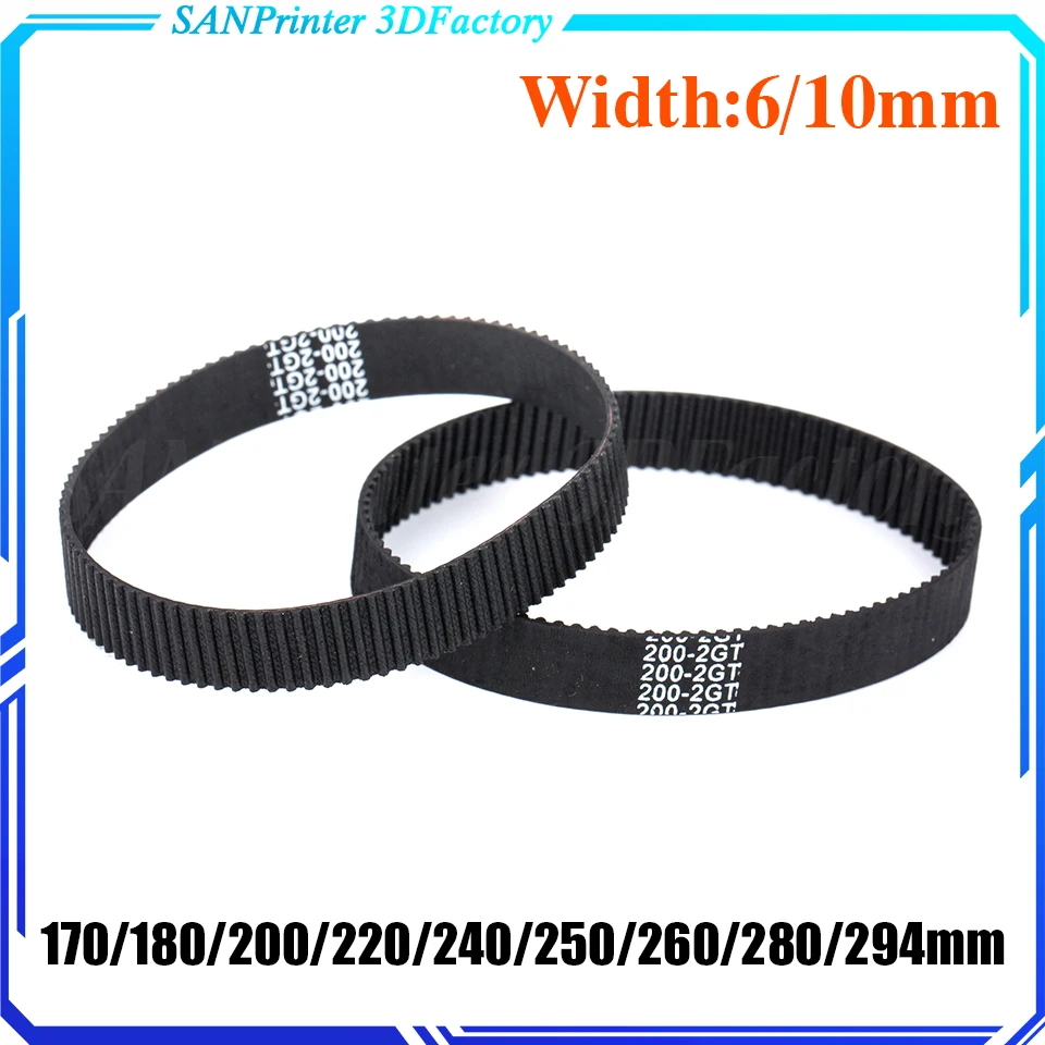 3D Printer Parts C-19 GT2 Closed Loop Rubber 2GT Timing Belt Width 6mm 10mm Length 170 180 200 220 240 250 260 280 294mm