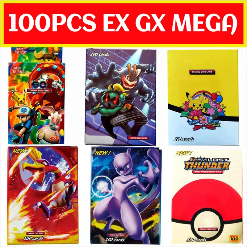 100 шт./кор. Карты Покемон EX GX усилительный насос Мега флэш-карты абсолютно новое