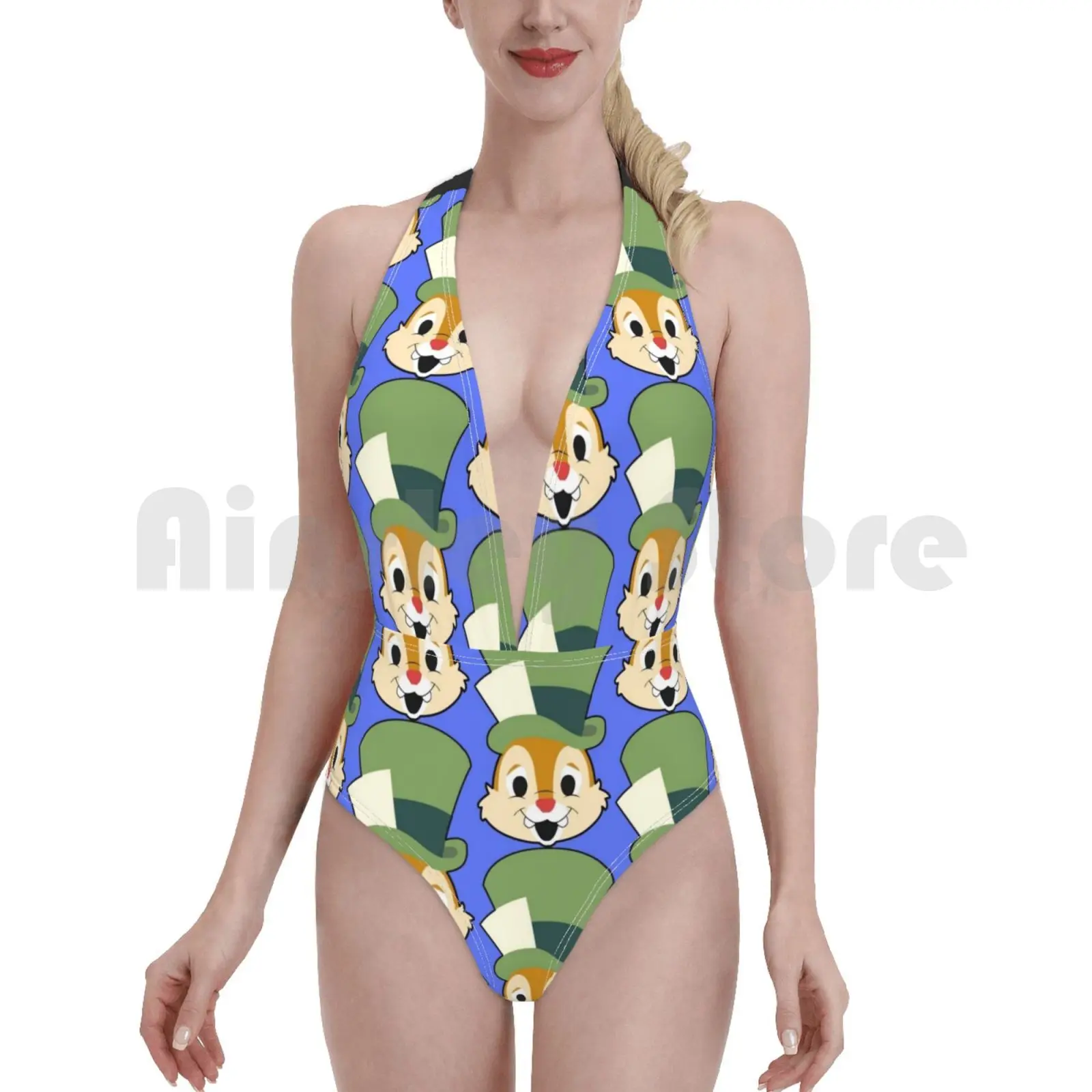 Мультяшная шапка чипмунк купальник бикини с подкладкой и высокой талией Перри