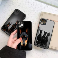 animal doberman dog phone case for iphone 12 11 mini pro xr xs max 7 8 plus x matte transparent cover