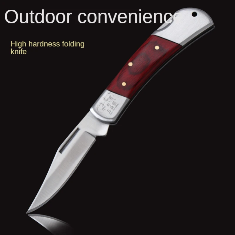 

Stainless Steel Portable Outdoor Knife Creative Folding Knife Fruit Peeling Field Defense Solid Wood Handle Knife