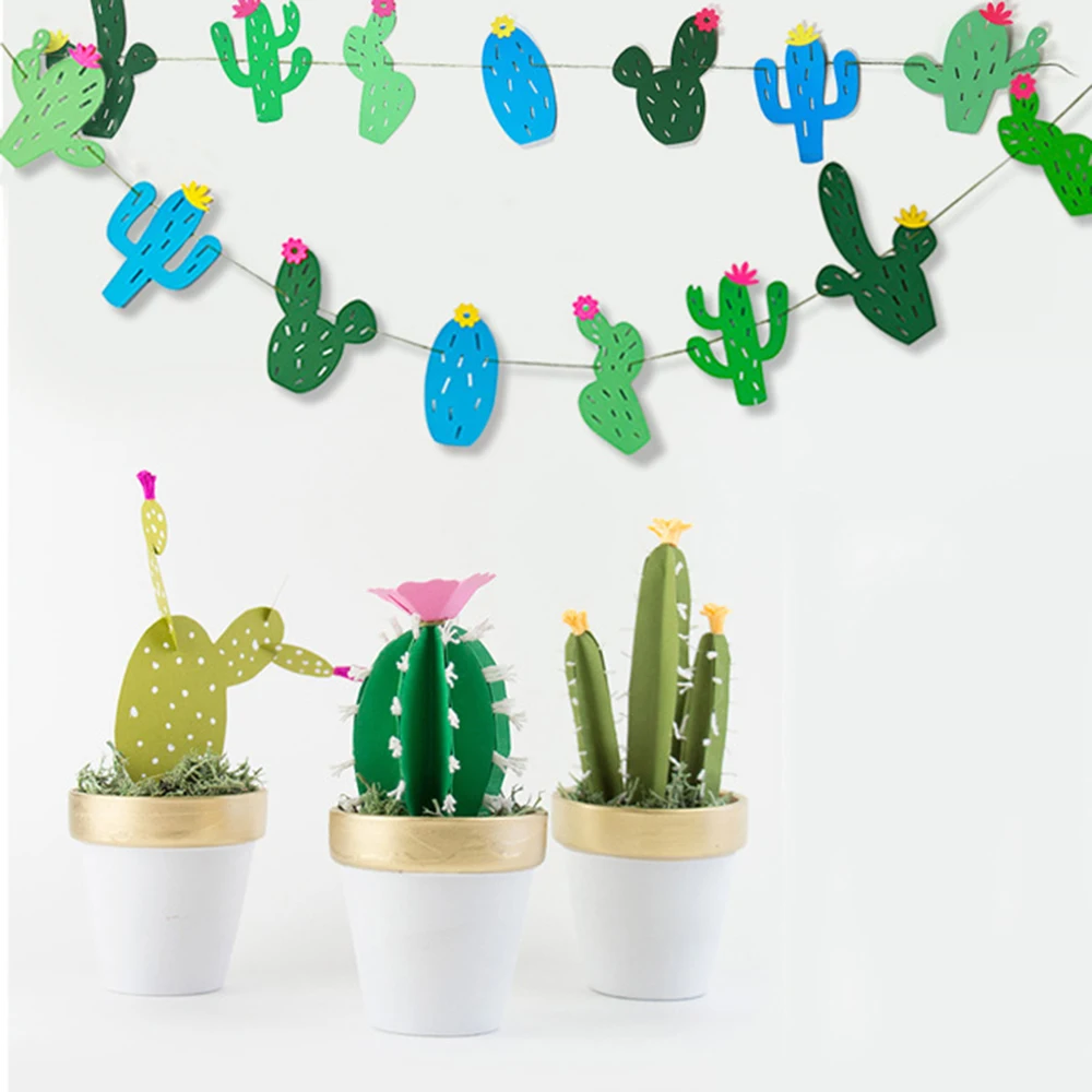 1 комплект нетканое полотно с рисунком кактуса баннер гирляндами флаг гирлянда