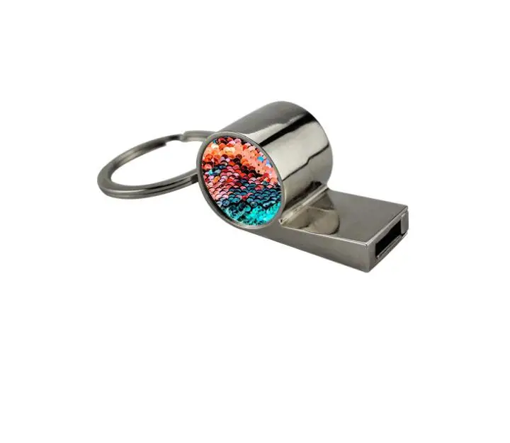 DHL100pcs sublimation blank metal whistle key ring hot transfer printing custom diy keychains