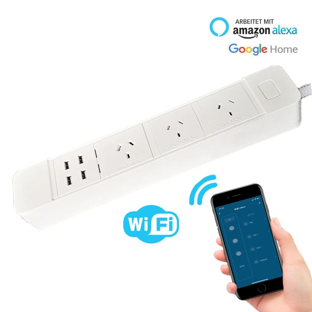Умный Wifi блок питания 4 AU/CN розетки с стабилизатор напряжения с USB голосовым управлением для Amazon Echo Alexa Google домашний таймер