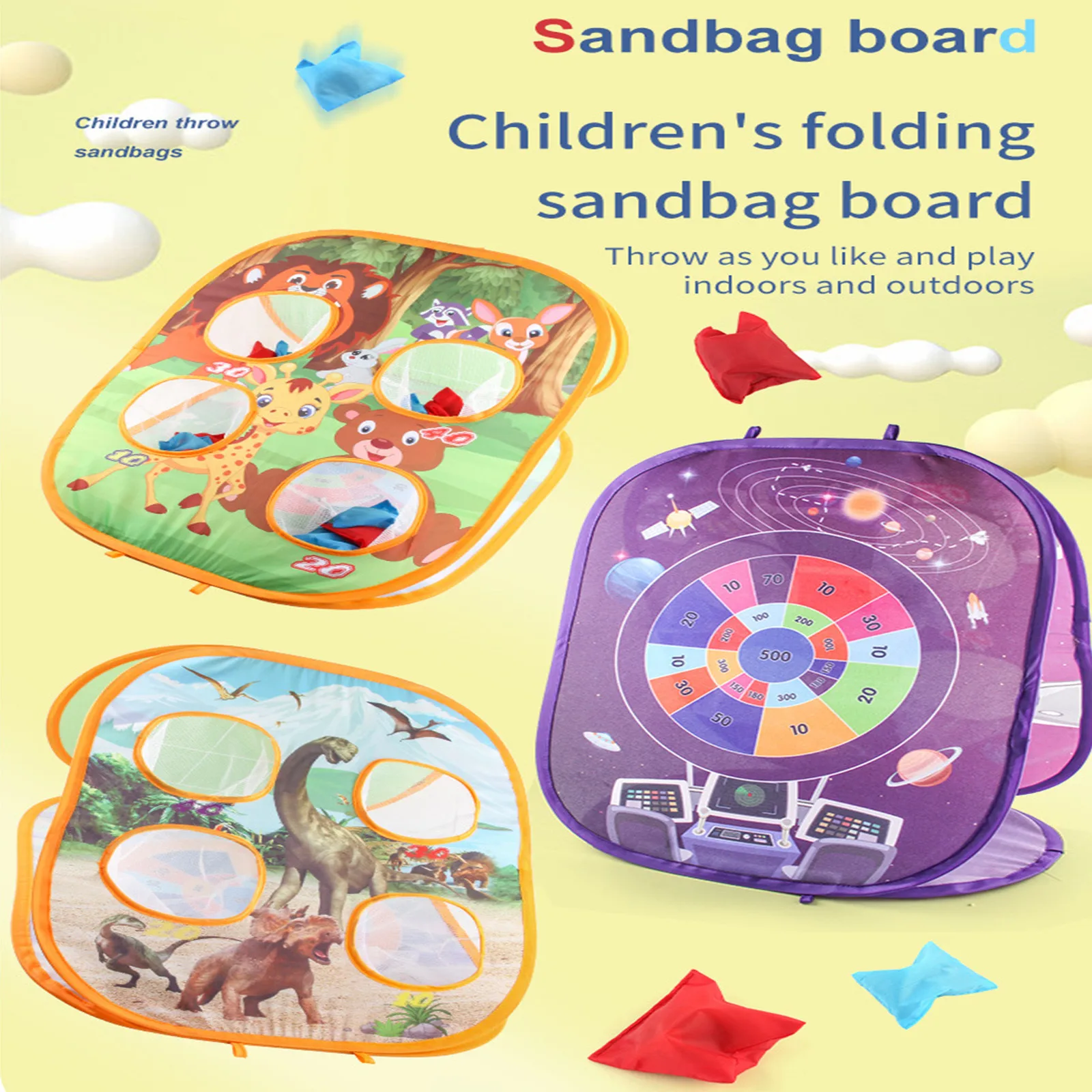 

Cartoon Game Tents Toys Bean Bag Toss Game Foldable Throwing Sandbags Outdoor Games Garden Beach Tent For Kids Adults Juguete