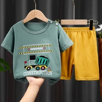 summer hot selling childrens clothing suit in 2021boys short sleeve short pants two piece