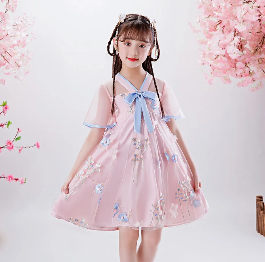 

Girls' Hanfu Dress Costume Lght Gauze Women's 2020 New Summer Princess Dress Western Style Little Girl's Skirt