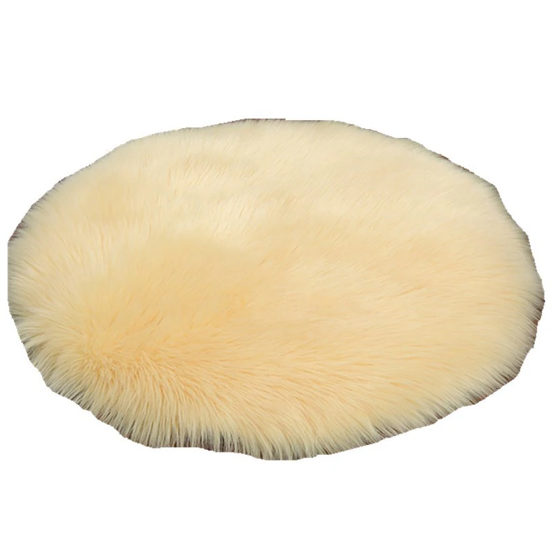 

Fuffy Rug White round hairy fur rug Artificial soft sheepskin smooth fur soft bedroom mats living room cushion Free shipping