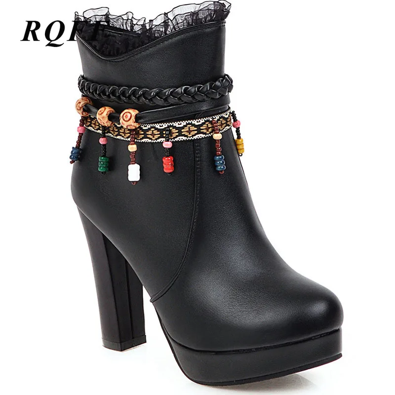 Ботильоны на платформе пикантная женская обувь из искусственной кожи с круглым