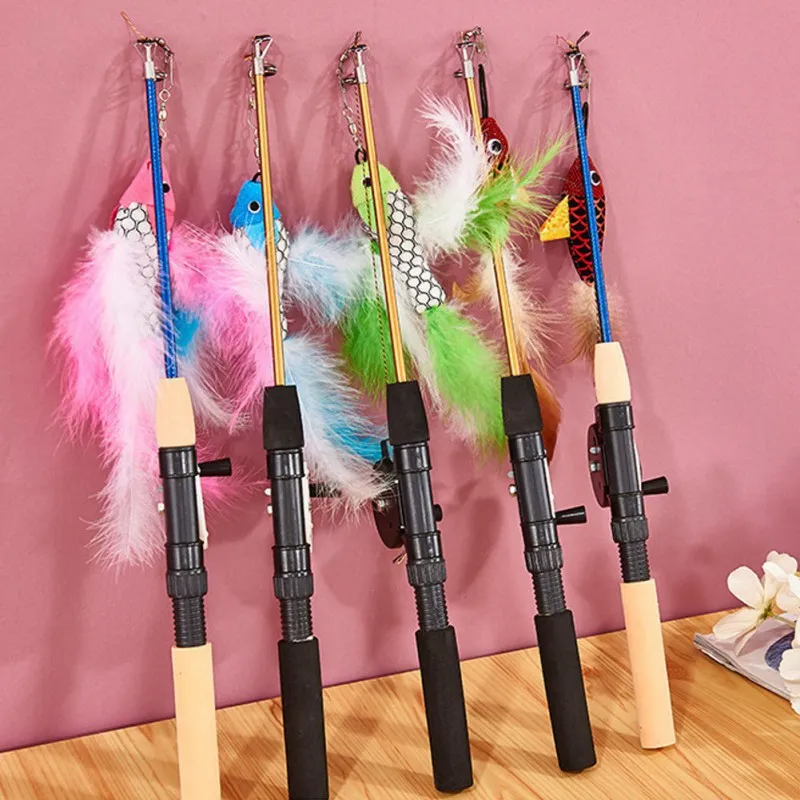 

Telescopic Funny Cat Stick Pet Toy Simulation Fishing Rod Kitten Playing Toy Interactive Wand Toy Cat Chasing Toy Pet Supplies