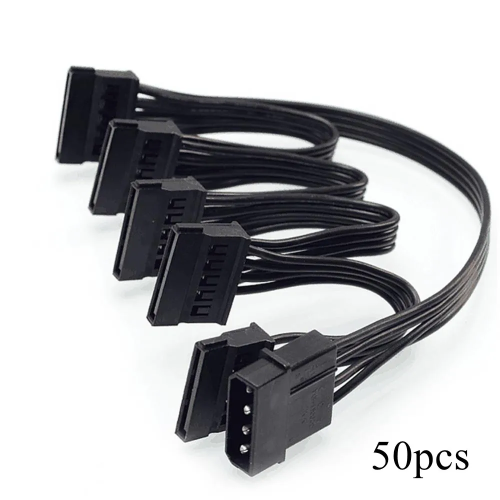 

50 шт. Lingable Molex 4pin IDE от 1 до 5 SATA 15Pin кабель питания для жесткого диска разветвитель для DIY pc Sever 18AWG от 4pin до 15pin питания