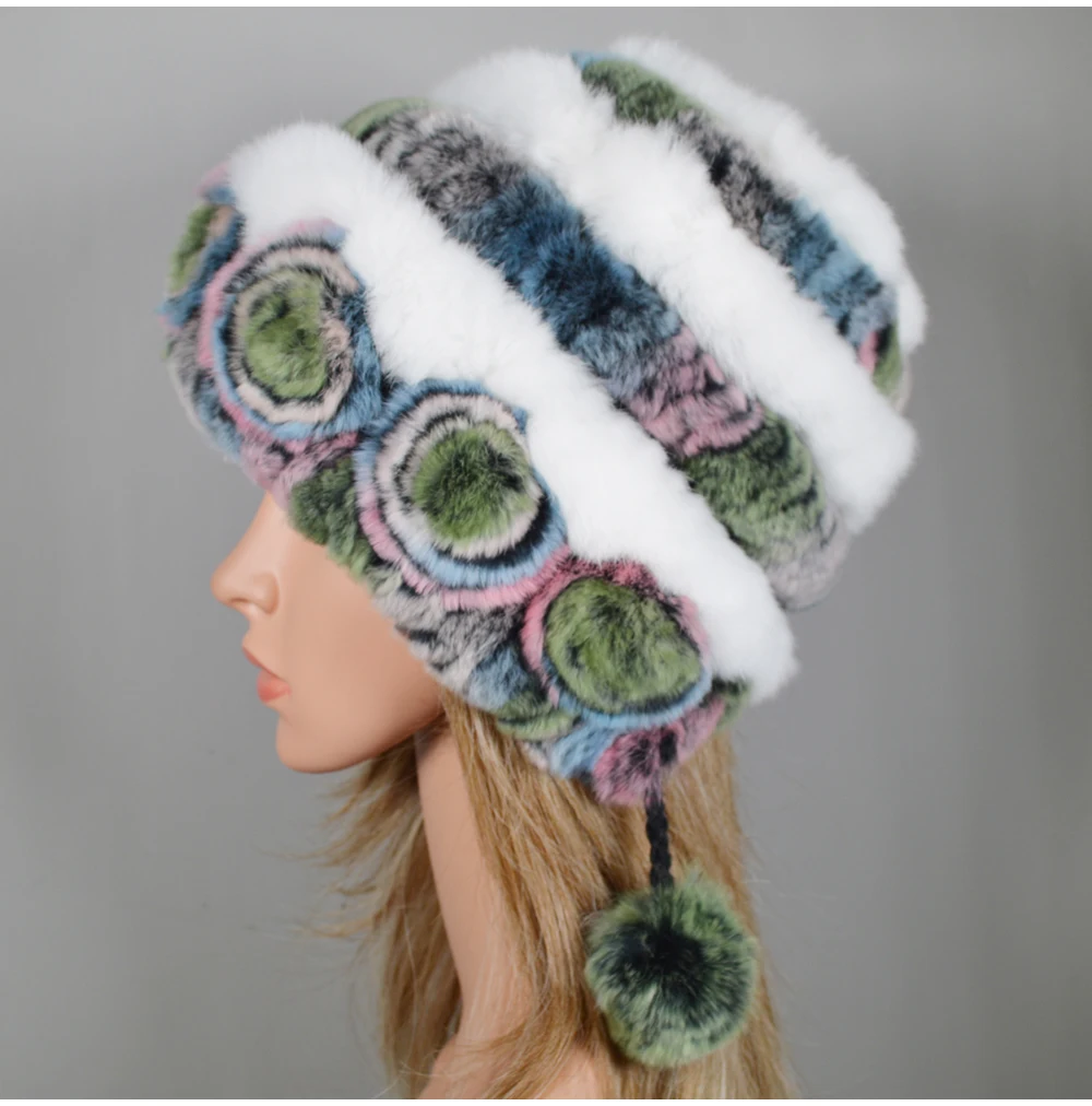 Россия хорошая эластичная вязаная шапка из меха кролика Рекс женская зимняя Настоящий мех кролика шапка натуральная меховая шапка оптом и в розницу