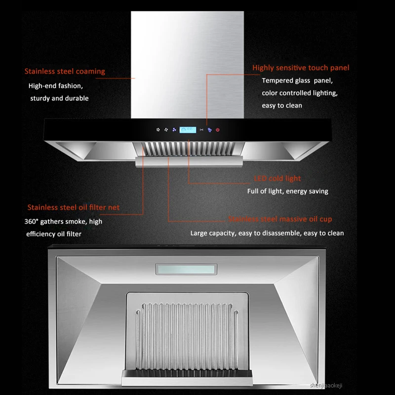 

Top suction range hood kitchen household range hood high-end kitchen Absorb soot machine Intelligent body induction kitchen hood