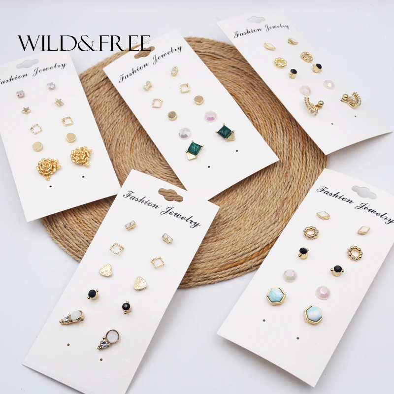 Wild & Free горячая Распродажа в стиле сделай сам Серьги гвоздики Комплект сережек