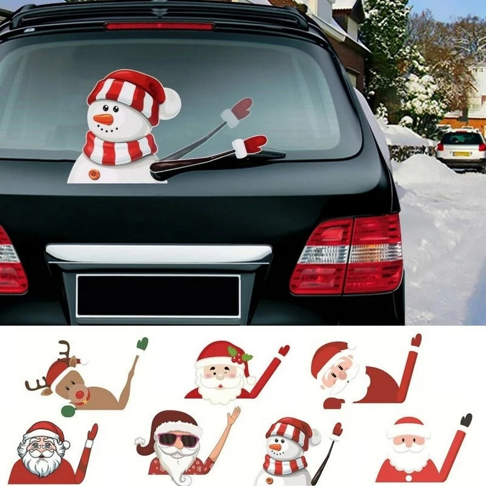 

Funny Christmas Waving Window Wiper Stickers Decals Elk Xmas Auto Styling Rear Decoration Rear Windshield For Car Stickers