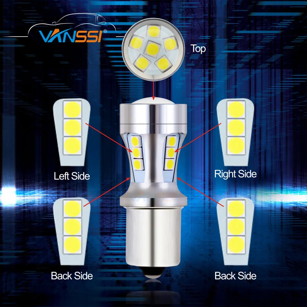 VANSSI 1156 BA15S P21W LED Bulb P21/5W Bay15d 1157 T20 W21/5W 7443 Car Turn Signal Reverse Backup Brake Stop DRL Lights | Автомобили и