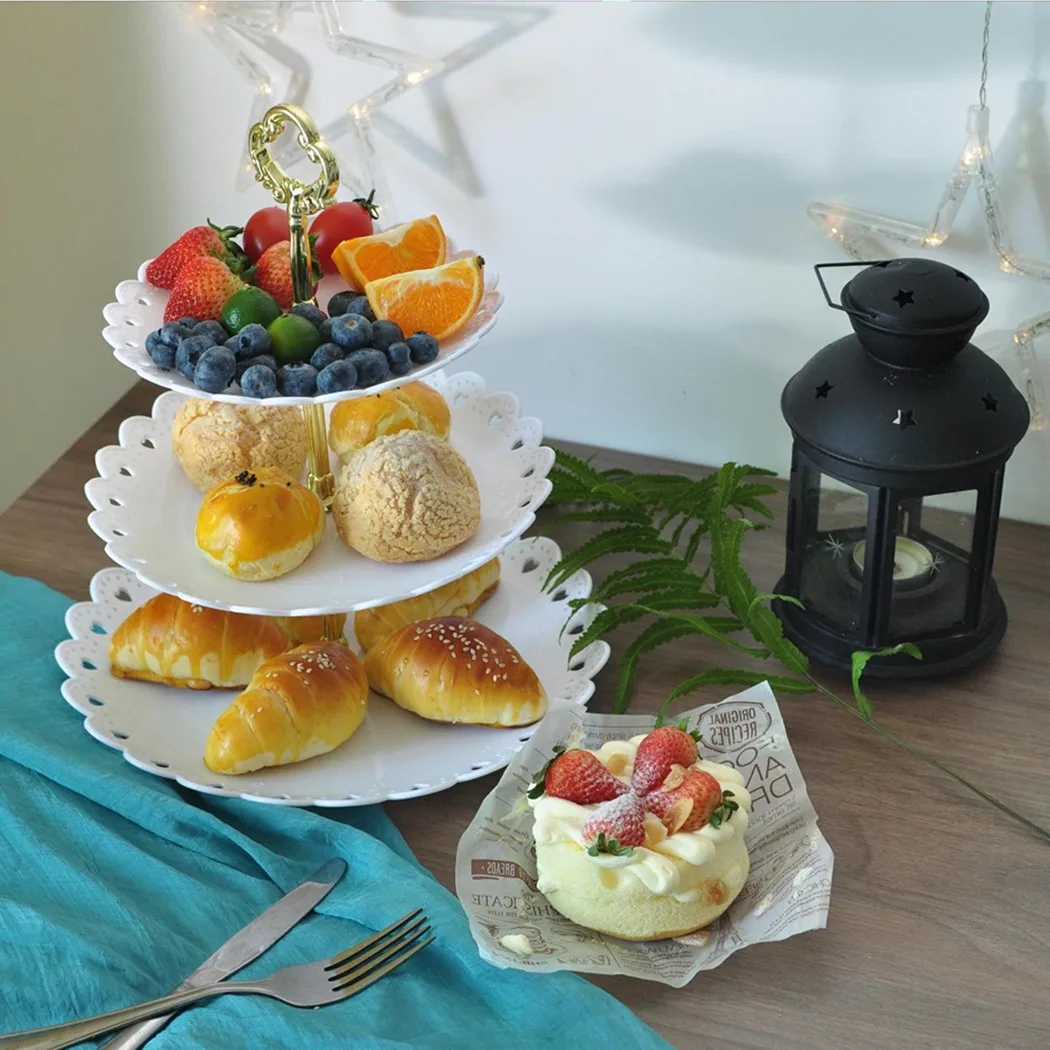 

3 Layer Cake Stand Fruit Plate Tray Display Birthday Party Dessert Wedding Home Table Decoration Trays