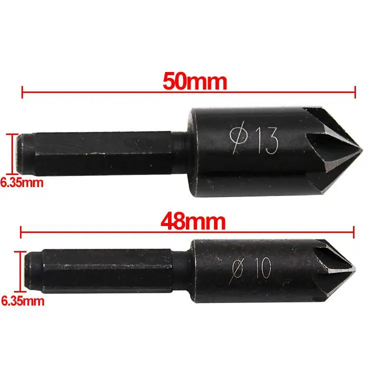 

SOLLED 2Pc 1/4 6.35mm Shank Seven-edged Chamfer Cutter Hole Drill Bit Woodwork Hole Drill Position Chamfered Knife Edge Grinder
