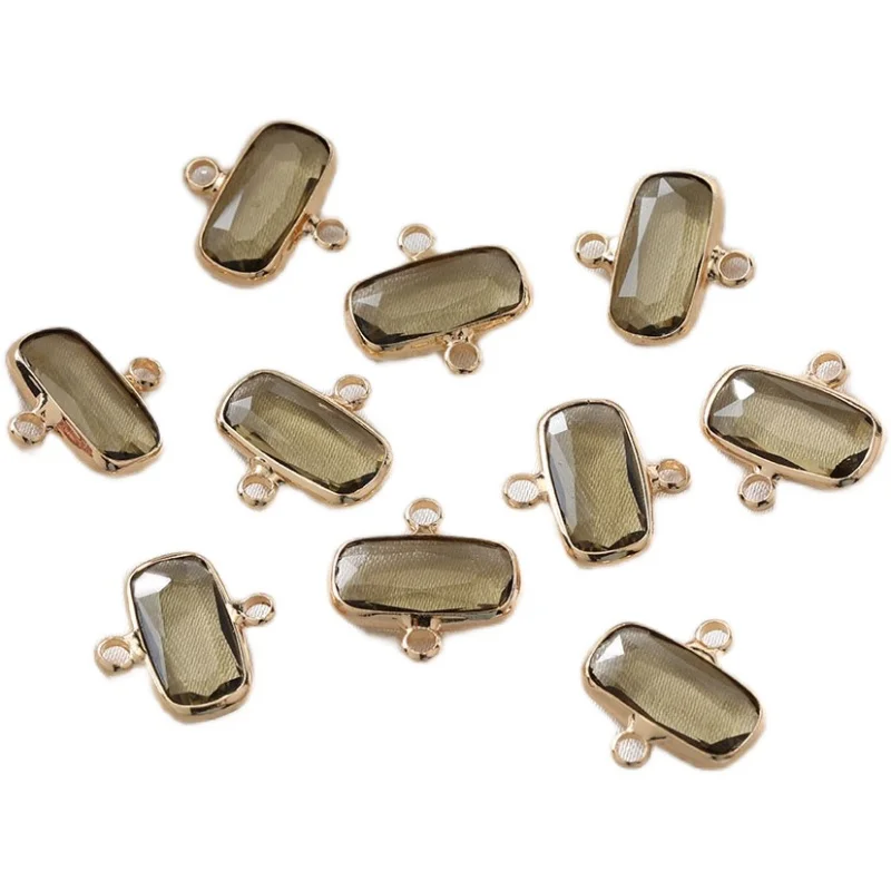 

Double hanging crystal bag Phnom Penh transparent green simple and versatile diy earrings hand-made basic accessories