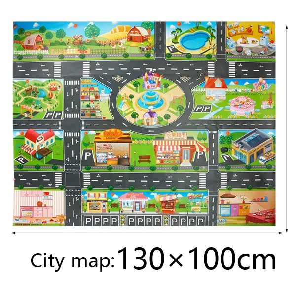 100X130 см игрушечный автомобильный коврик, карта, детский коврик для игровой зоны, коврик для городской дороги, зданий, парковки, карта, игровая сцена, карта, складная - Цвет: 9