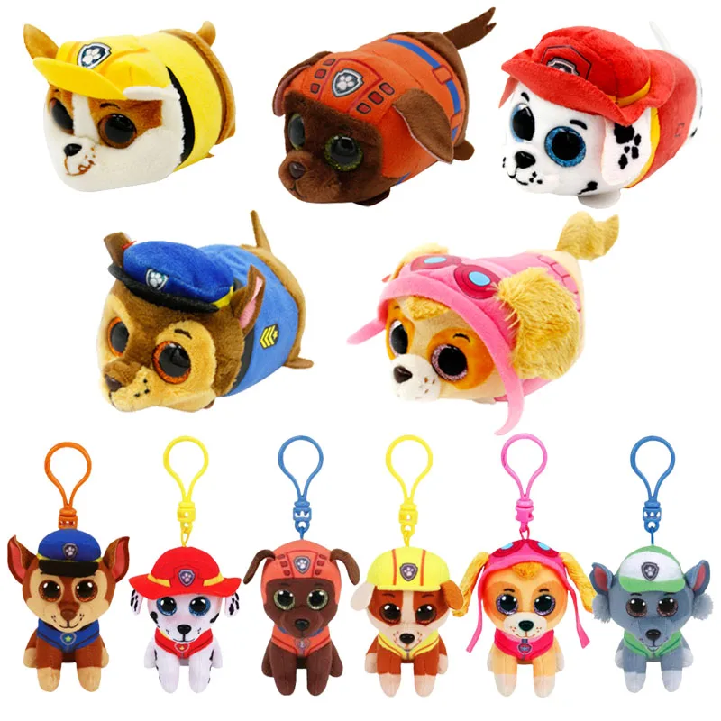 

10CM Ty Paw Everest Rocky Marshall Rocky Zuma Chase Skye Tracker Rubble Dog Team Keychain Clean Plush Doll Toy Birthday Kid Gift