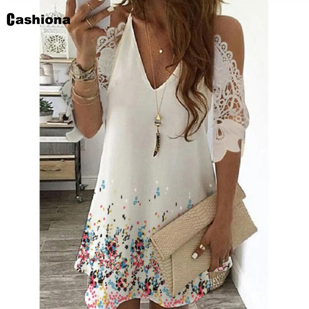 

Size 4xl 5xl Vintage 2021 Summer Mini Short Dress New Patchwork Lace Sleeve Dresses Women Clothing Femme Vestido Robe Dress