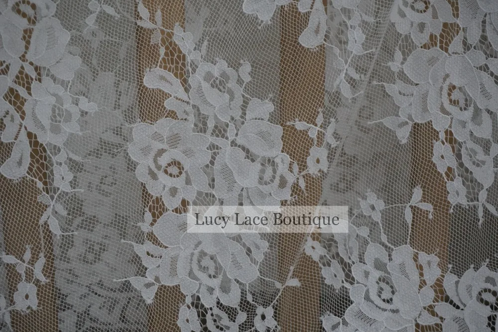 Lucy Lace Boutique 150x300 см/шт. Хорошее качество свадебное платье кружевная ткань с белыми и черными цветами ресницы кружева шантильи