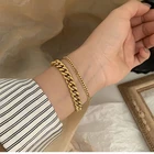 2021 новый не тускнеет Нержавеющаясталь 18k позолоченные Bold кубинская цепь Браслеты браслеты для Для женщин женские Браслеты на руку