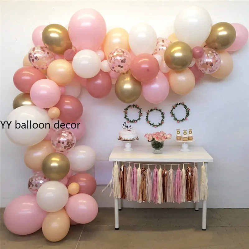 116 шт воздушный шар арочный комплект розовое золото конфетти шары из латекса