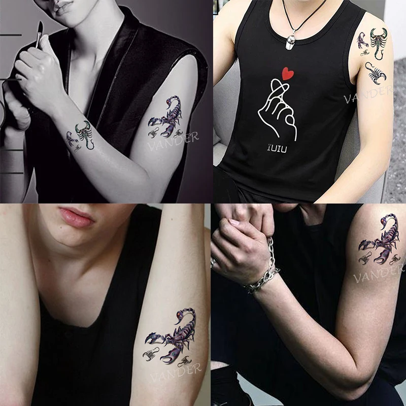 

10PC Hot 3D Scorpion Tattoos Arm Makeup Waterproof Fake Tattoo Sexy Men Women Flash Temporary Tattoo Arm Shoulder Stickers