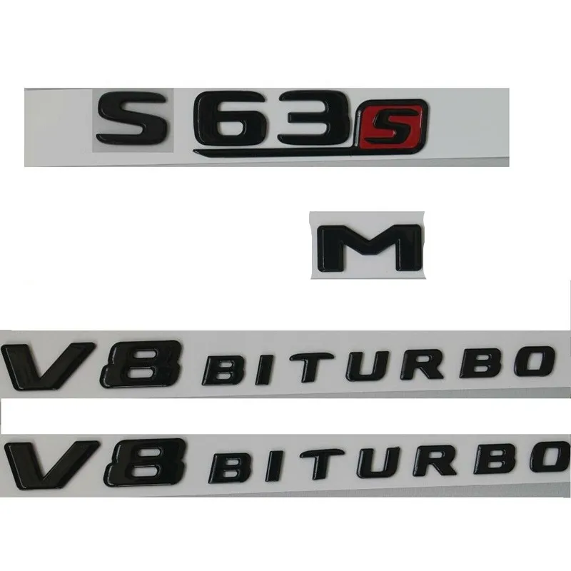 Блеск для губ и черными буквенными принтами S63s AMG V8 BITURBO значки-эмблемы Mercedes W222 |