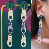soramoore trendy shiny long fashion drop earrings trendy cubic zircon indian earrings for women wedding engagement jewelry gift