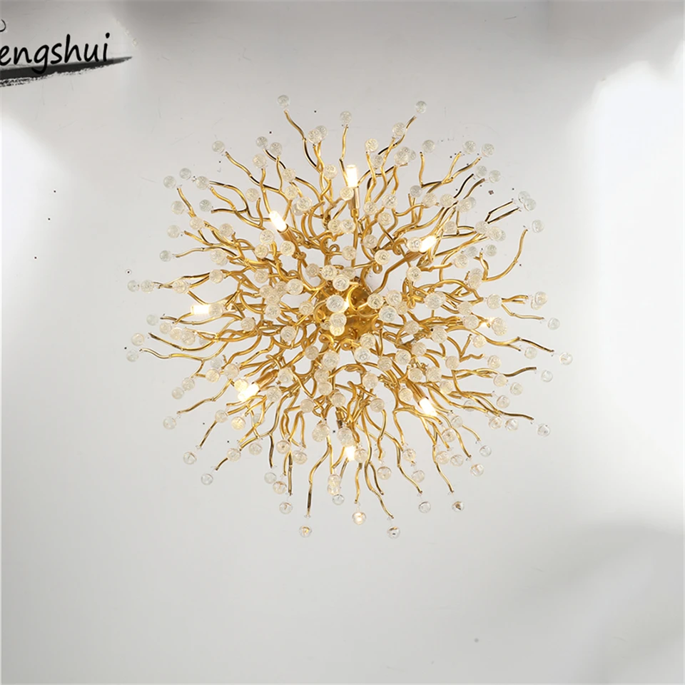 

Nordic Luxury Crystal LED Chandelier Lighting Retro LOFT Villa Large Lustre Pendant Lamps for Living Room Hotel Decor Lighting