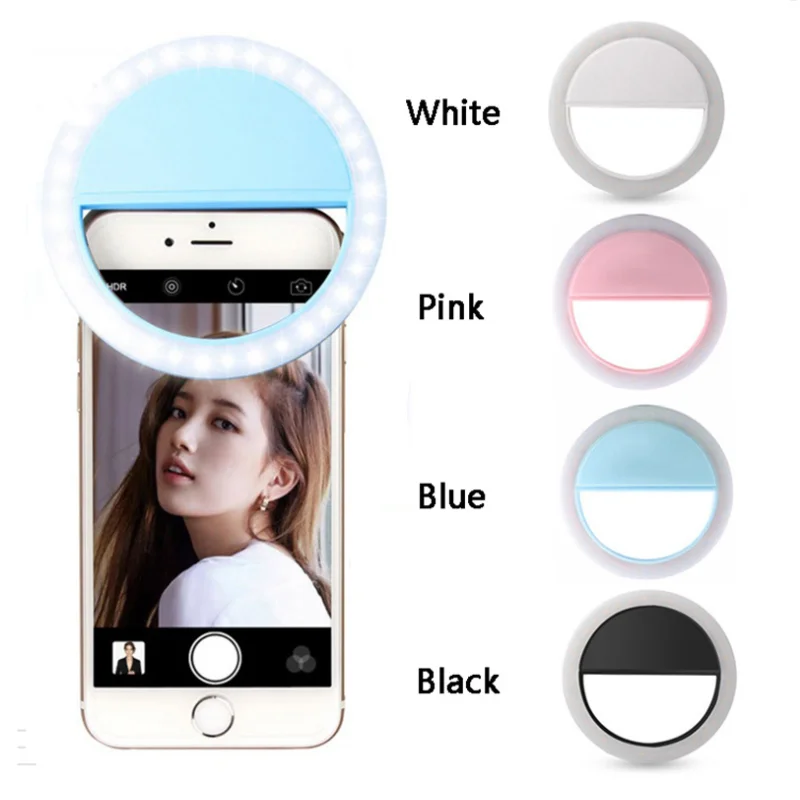 Светодиодная кольцевая лампа для селфи с зажимом телефона камеры портативная в