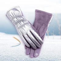 womens winter gloves outdoor riding ski plus velvet warm touch screen cute pink windproof gloves riding equipment snow gloves