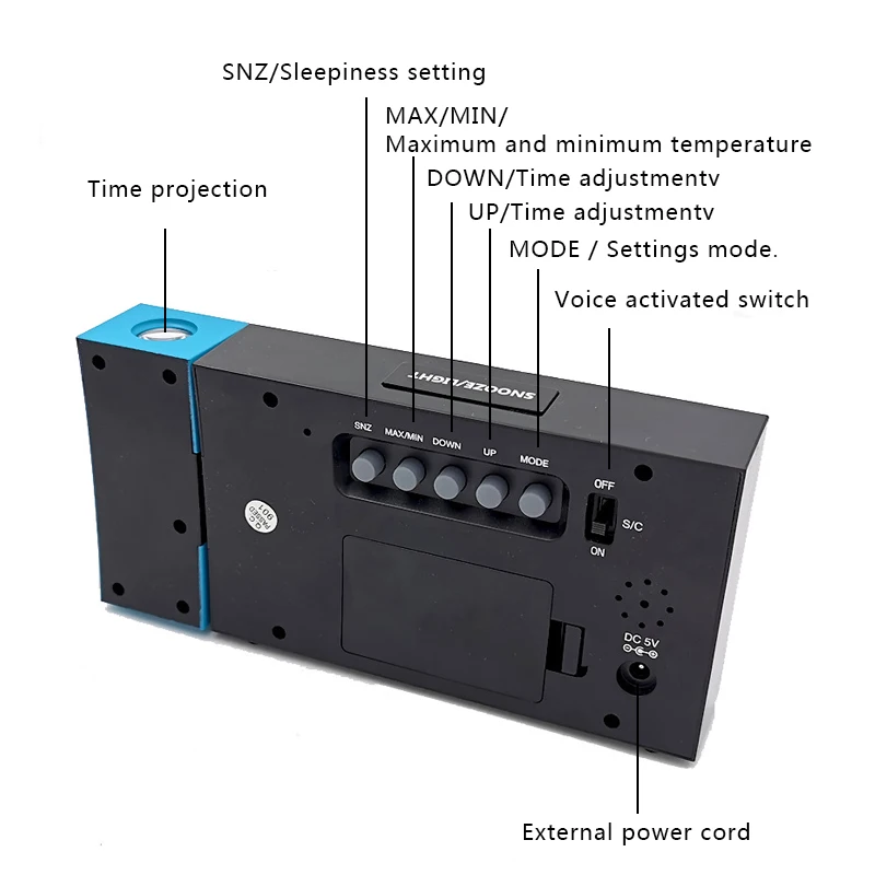 Цифровые погодные часы метеостанция светодиодный экран проекция температура