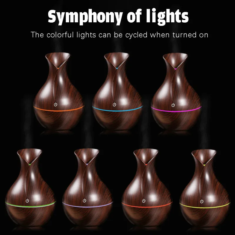 

AUPORO Electric Humidifier Essential Aroma Oil Diffuser Ultrasonic Wood Grain Air Humidifier USB Mini Mist Maker For Home Car